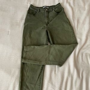 green high waisted mom jeans